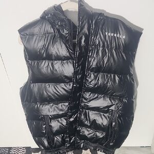 YoungLA Shiny Black Hooded Vest